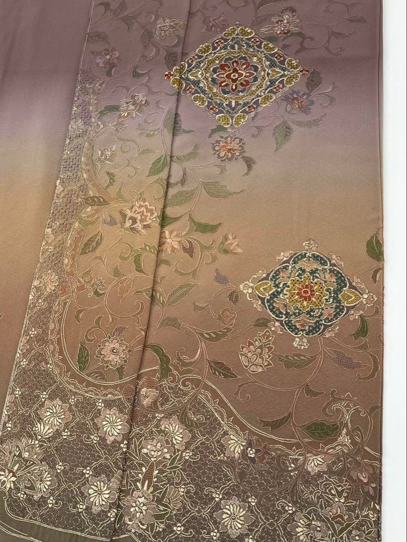 蘇州刺繍 汕頭刺繍 訪問着 鳳凰 鳥 華紋 唐花 正絹 躾糸付き 蘇州