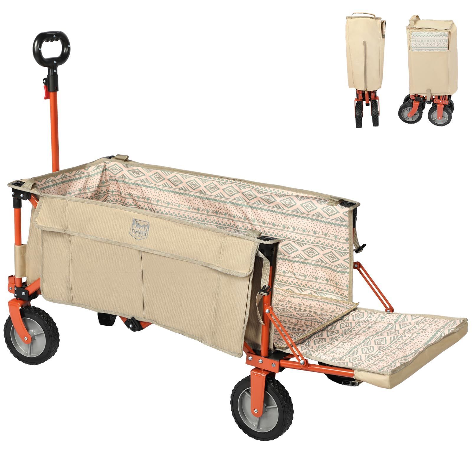 新商品 キャリーワゴン 収納ポケットつき 自立収納 アウトドアキャリー 大容量173L 耐荷重135kg 特許取得の一動作式収束型 キャンプワゴン 長物対応 折り畳み アウトドアワゴン ループ付き RIDGE TIMBER