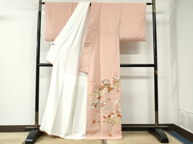 平和屋着物●豪華色留袖 駒刺繍 花筏文 金彩 正絹 CAAW8058yc