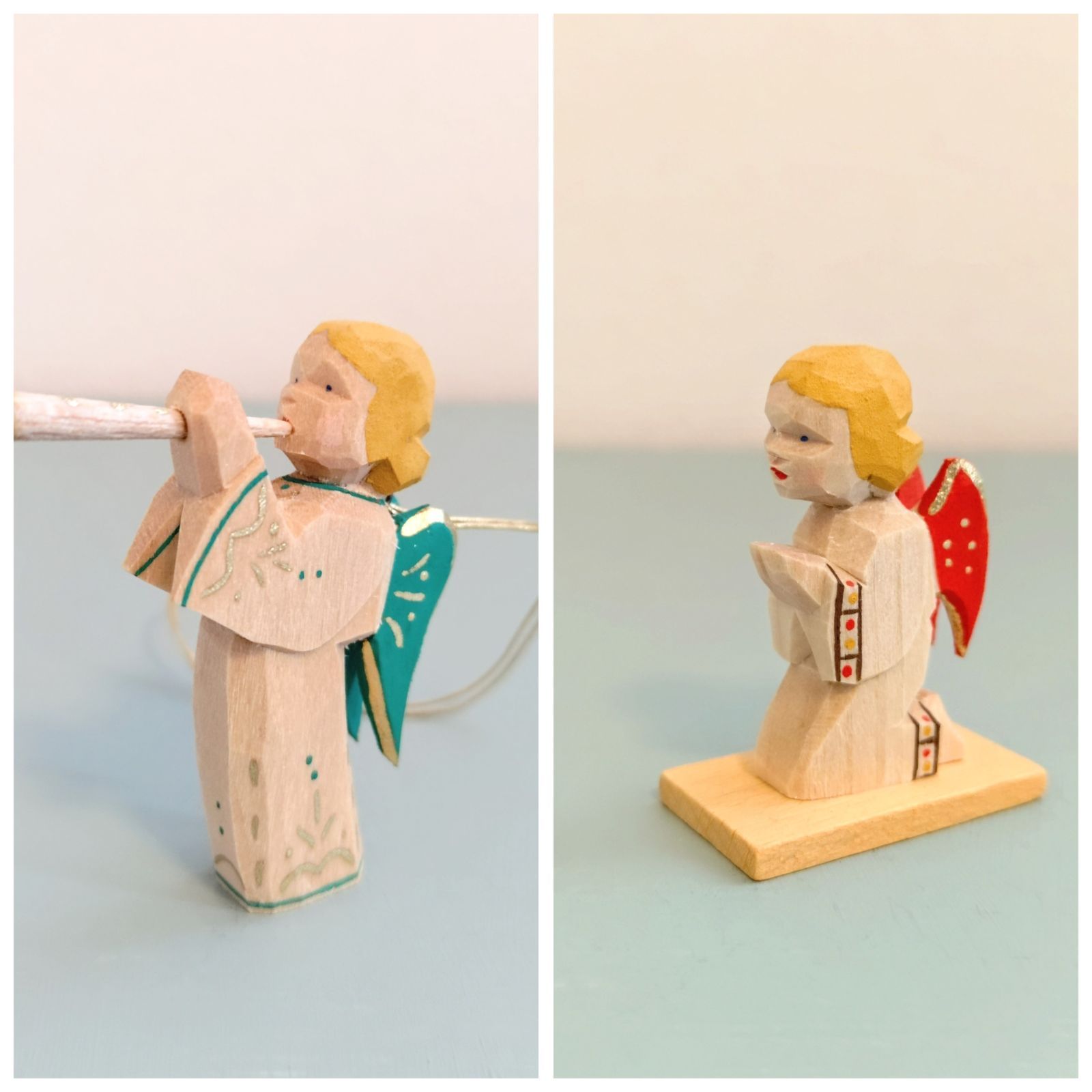 アンティーク ドイツ製 ハンドメイド木彫り人形セット 8体 +木3本