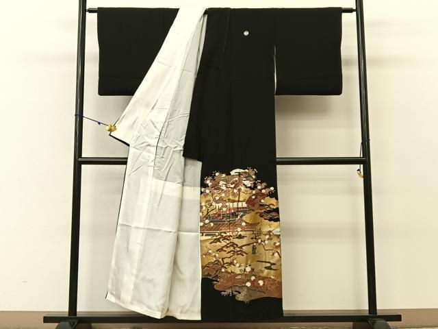 平和屋着物□豪華黒留袖 作家物 駒刺繍 松竹梅 平安人物風景文