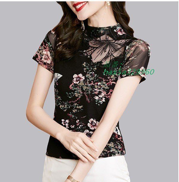統合的な 社交ダンス衣装 トップス ダンスウェア ブラウス ストレッチ着 ステージ衣装 黒 花柄 舞台 ブラック モダン ラテン hax5a329960 デザイン性