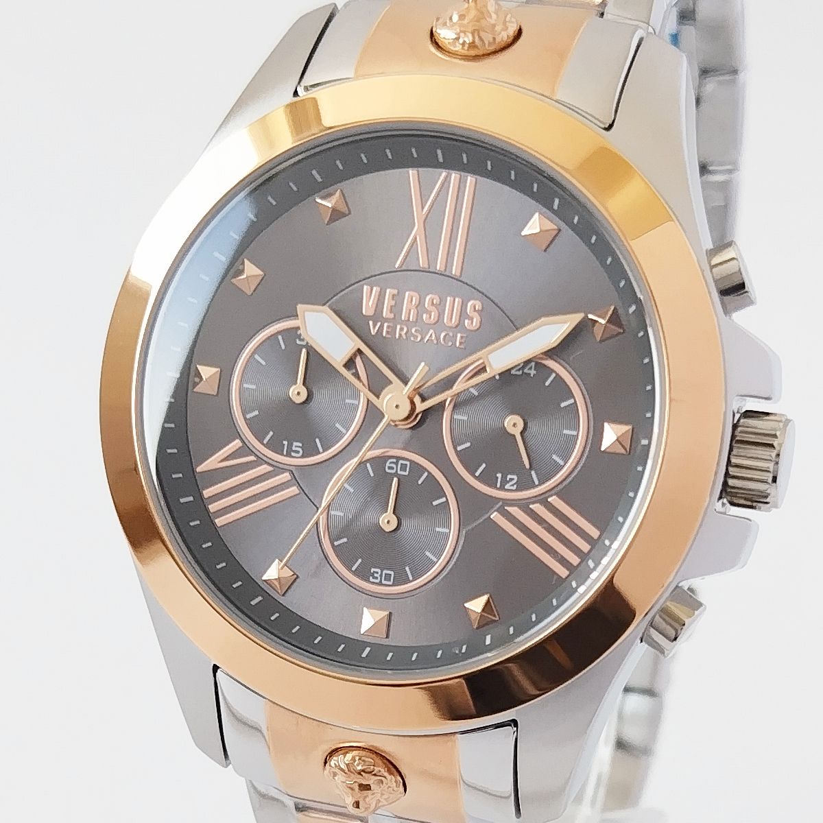 ダークグレー/ブロンズ新品ヴェルサス・ヴェルサーチ高級メンズ腕時計