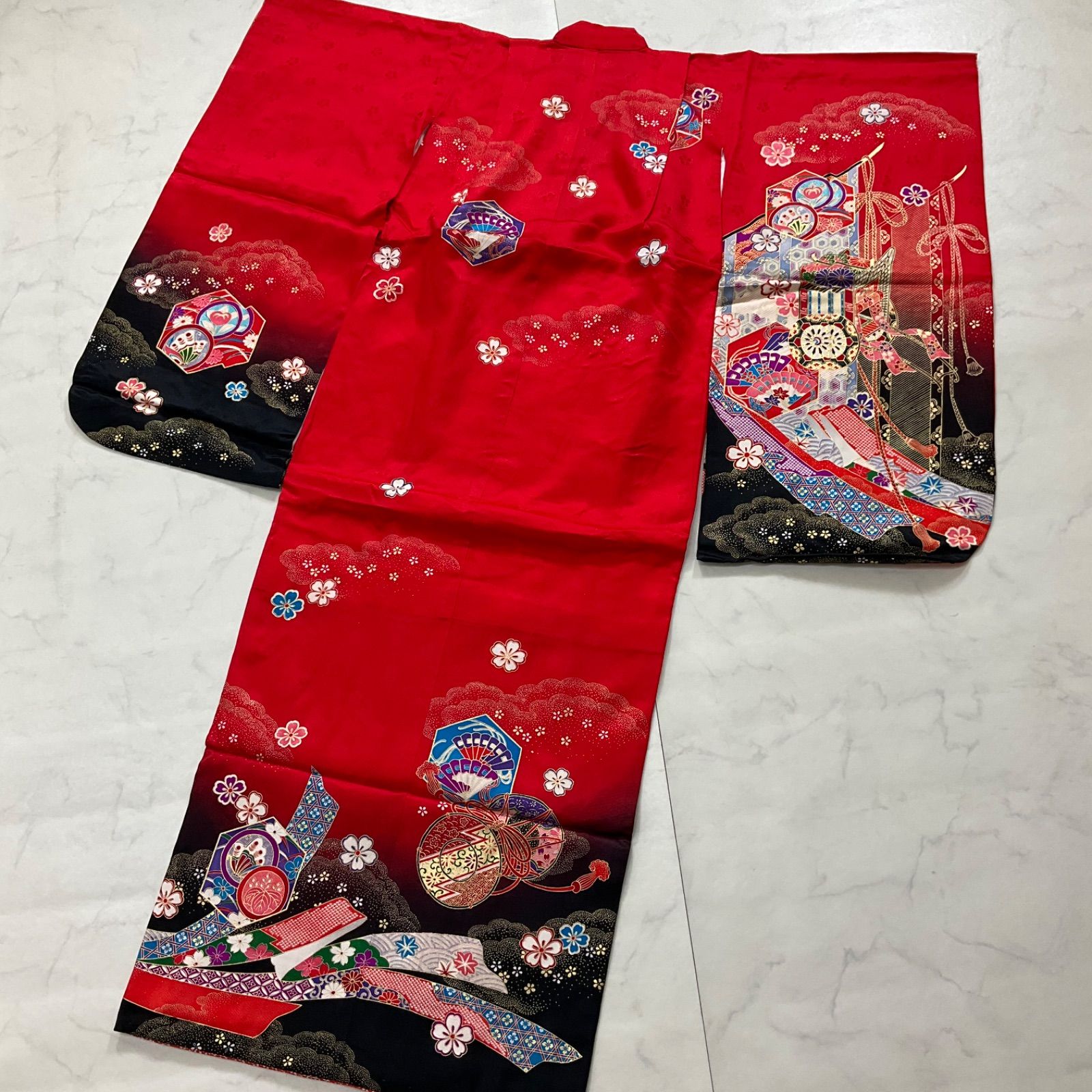 NA617アンティーク子供着物正絹 状態良好 着丈106センチ裄丈50センチ