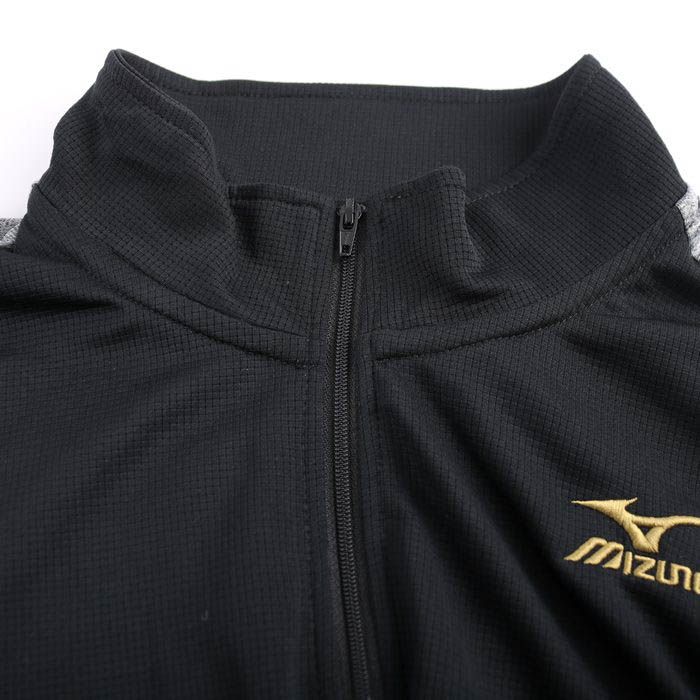 ミズノ 半袖Ｔシャツ トップス ハイネック ハーフジップ スポーツウエア メンズ Mサイズ 黒×グレー Mizuno 【中古】