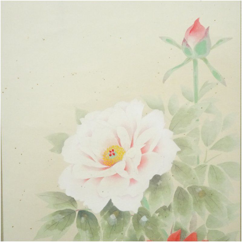 掛軸　富貴花の図　佐藤純吉　日本画　絵画 佐藤純吉筆 富貴花 肉筆紙本掛軸（共箱）掛け軸 床の間 書