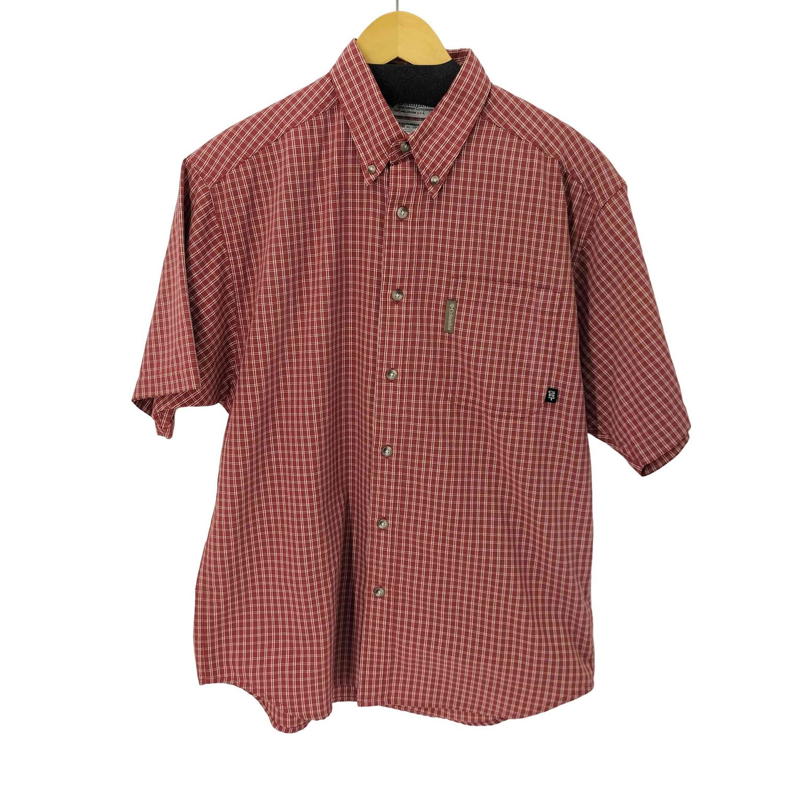 コロンビア Columbia 格子チェック ボタンダウンS/Sシャツ ワンポケット メンズ JPN：M 