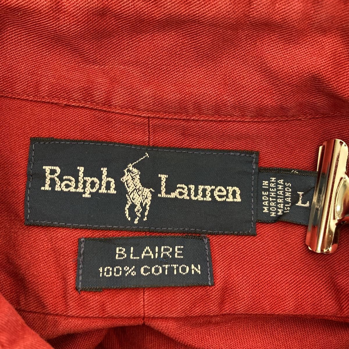 Ralph Lauren 長袖 シャツ Lサイズ ラルフローレン 刺繍 ボタンダウンシャツ レッド コットン 古着卸 アメリカ仕入 t2408-3589