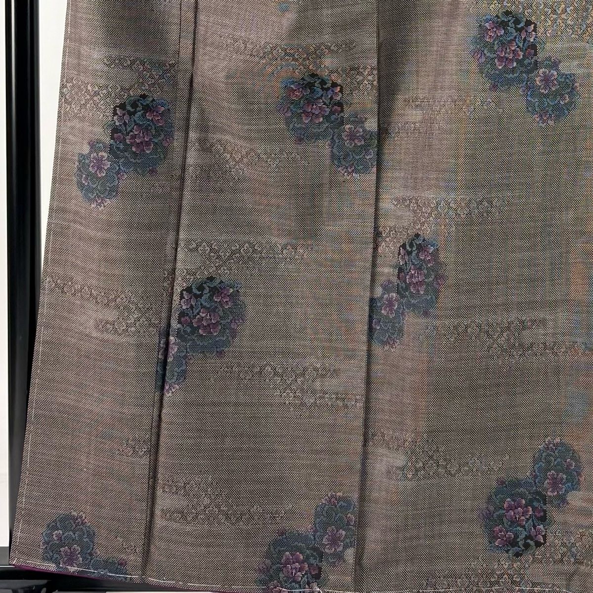 人気ブランドも見つかる！ 大島紬 身丈159cm 裄丈68.5cm L 袷 純泥染 証紙 草花 ヱ霞 焦茶色 正絹 名品 輝かしい