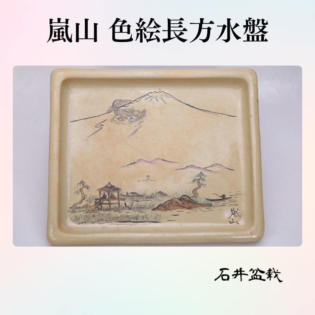 石井盆栽 谷 嵐山 長方 水盤 p-053
