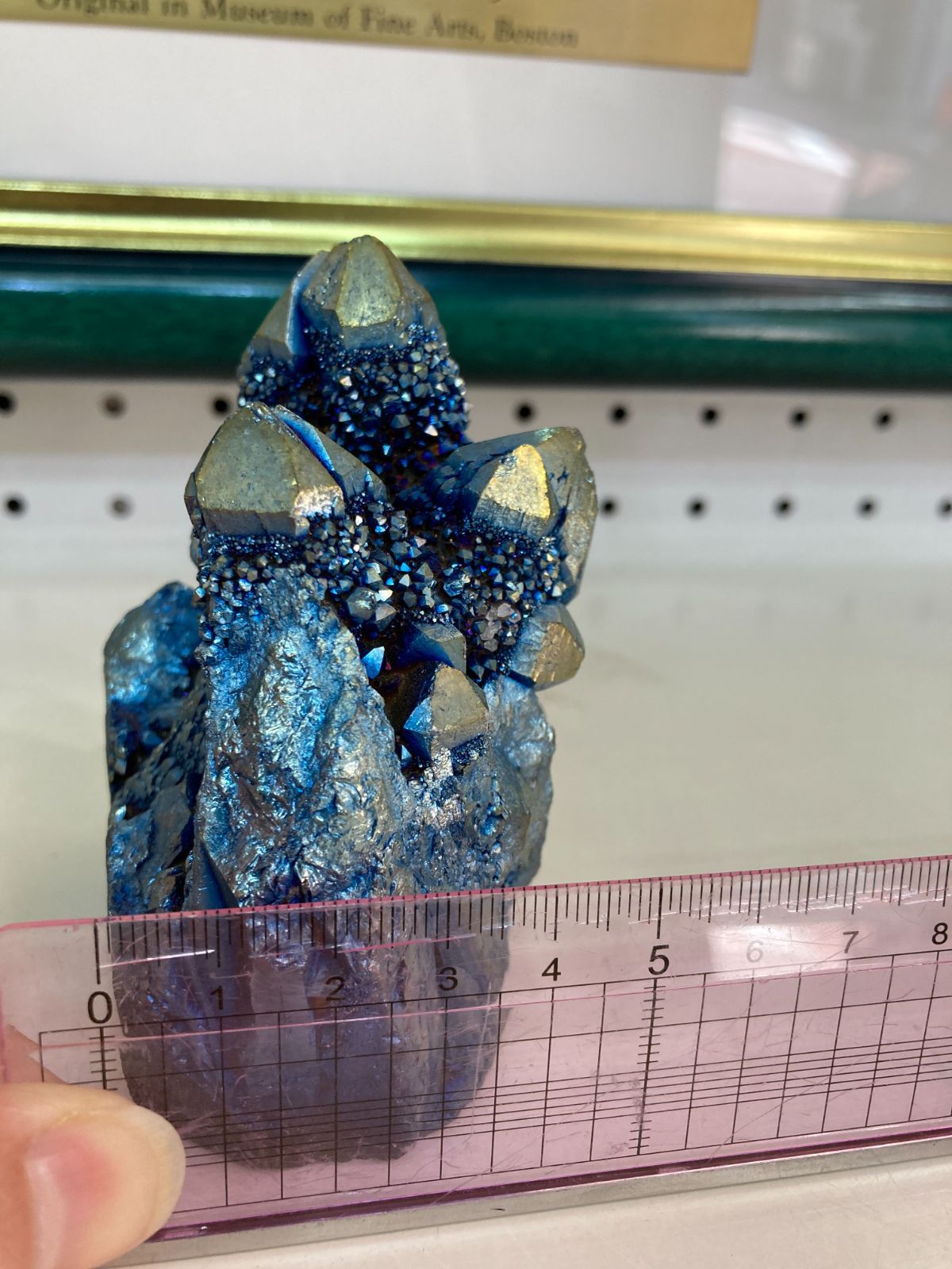 オーラ原石 ブルー＆金色 天然石 クラスター ポイント 413g 城 シンデレラ オーラ原石 ブルー＆金色 天然石 水晶 クラスター ポイント 413g 城