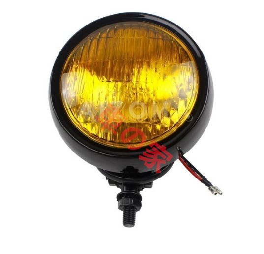 4.5 ヘッドライト イエローグラス ビンテージ チョッパー ボバー ハーレー ルーカス パン ナックル ショベル アメリカン