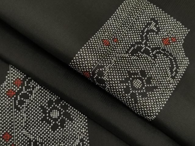 平和屋着物○本場大島紬 7マルキ 泥染め 破れ色紙吉祥文 正絹 逸品 未  