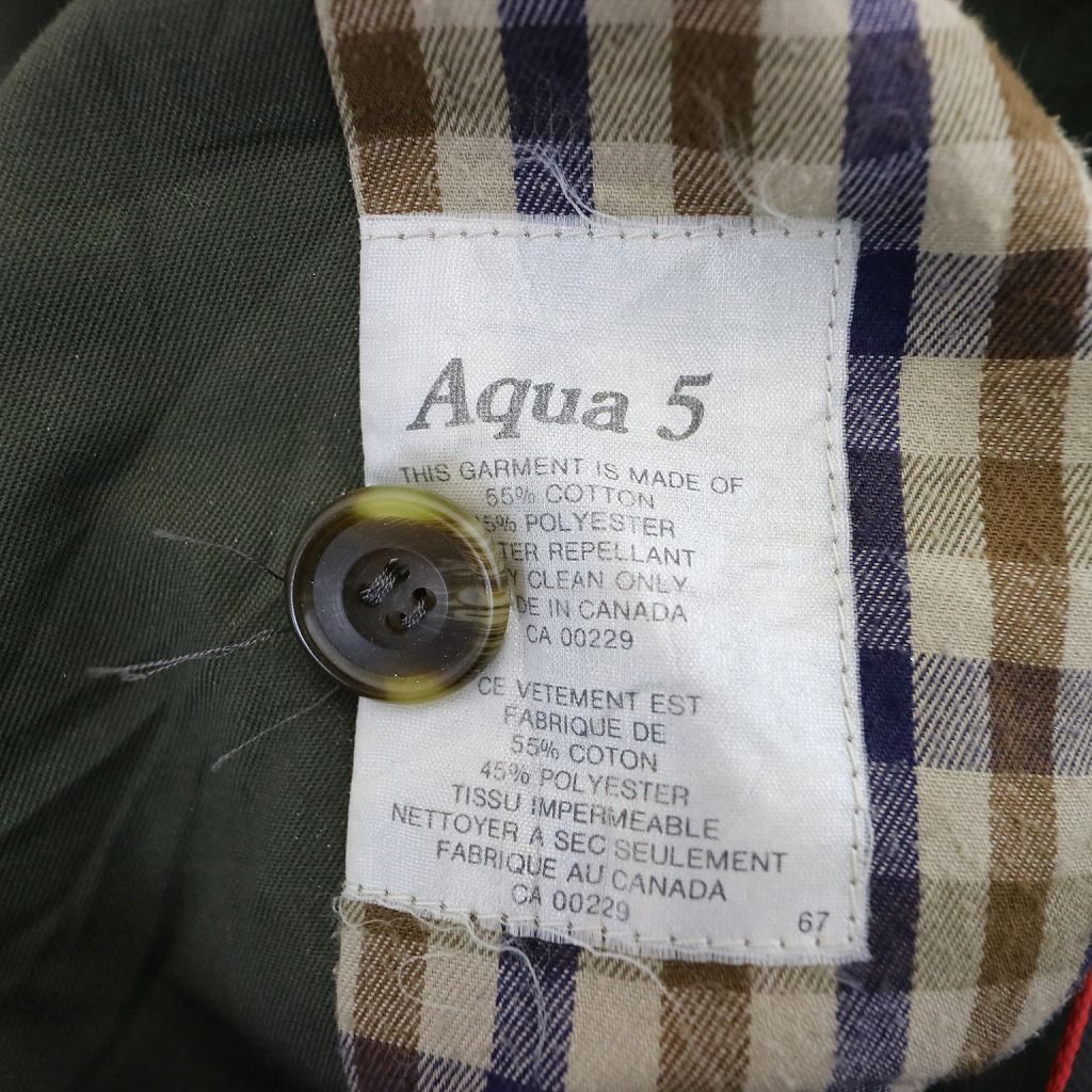 カナダ製 Aquascutum アクアスキュータム トレンチコート コート 防寒 フォーマル グリーン (メンズ M) 中古 古着 N6702