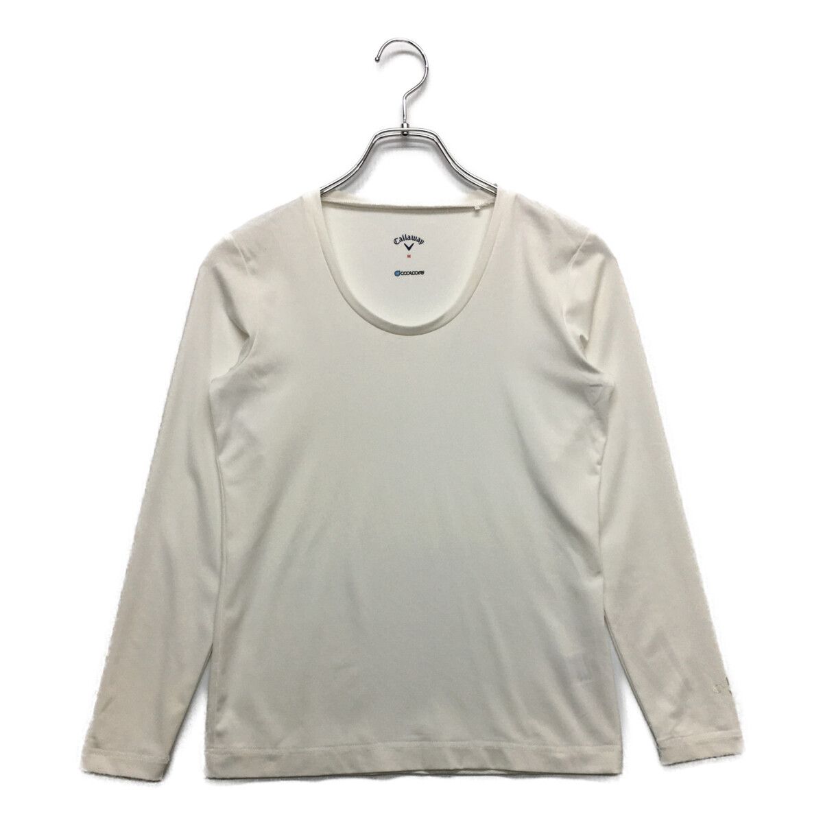 中古 レディース キャロウェイ Callaway インナー M 白 ホワイト 長袖Uネック ストレッチ