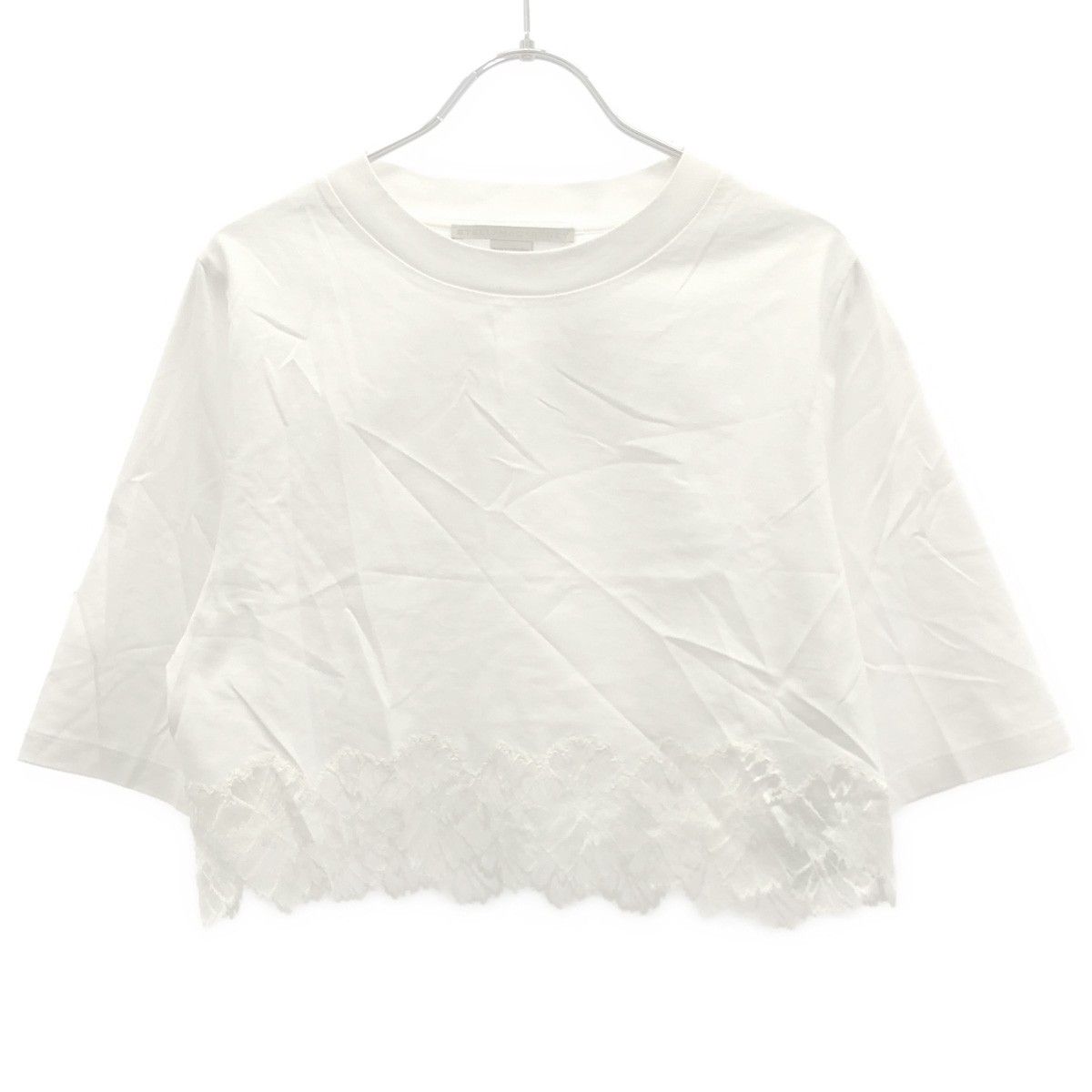 STELLA McCARTNEY ステラ マッカートニー クロップドレースデザインTシャツ 6J0213 3SPX88 ホワイト XS STELLA McCARTNEY ステラ マッカートニー クロップドレースデザインT