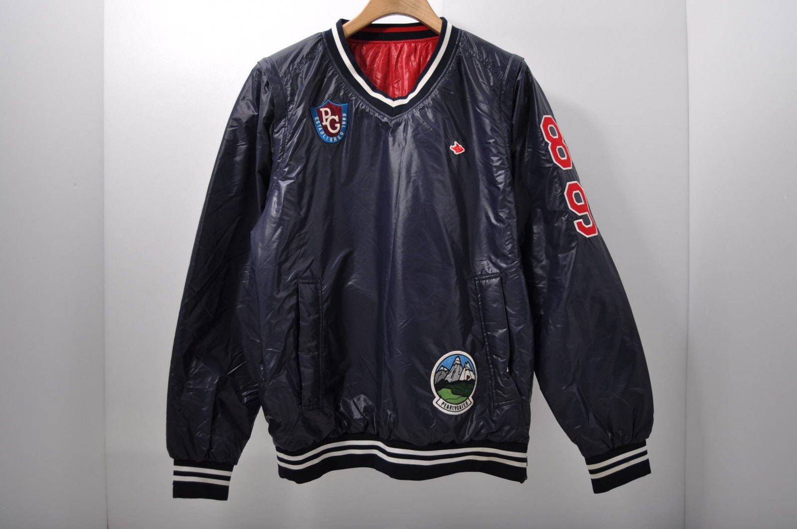 【未使用】パーリーゲイツ　ジャケット　サイズ５　メンズ 中古 メンズ パーリーゲイツ PEARLY GATES ジャケット 5(L) 赤×紺 長袖