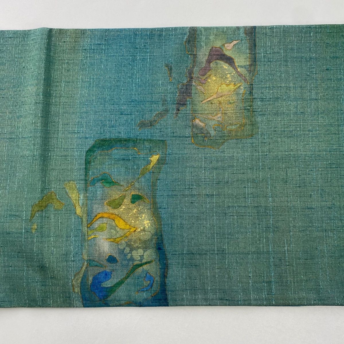 刺繍 袋帯 お太鼓柄 金糸 正絹 袋帯 逸品 草花 相良刺繍 金糸 クリーム お太鼓柄 正絹 中古