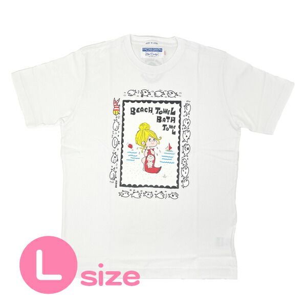 水森亜土 キャプテンサンタ コラボ Tシャツ L ホワイト アパレル