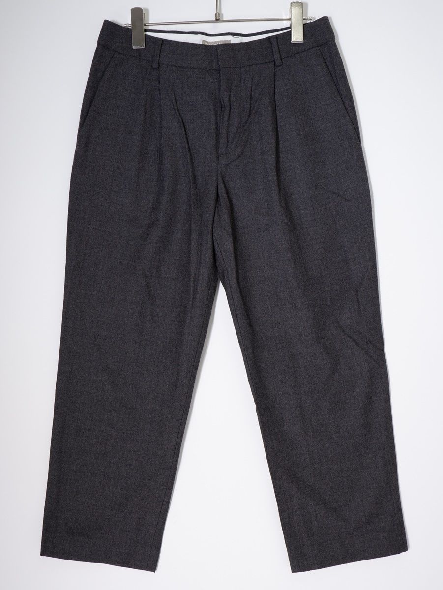 MARGARET HOWELLマーガレットハウエル シンチバック ウールクロップドトラウザーズ タックパンツ 2 LPTA79529