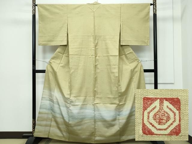 平和屋着物▽極上 石川県指定無形文化財 牛首紬 白山工房 手織り 訪問