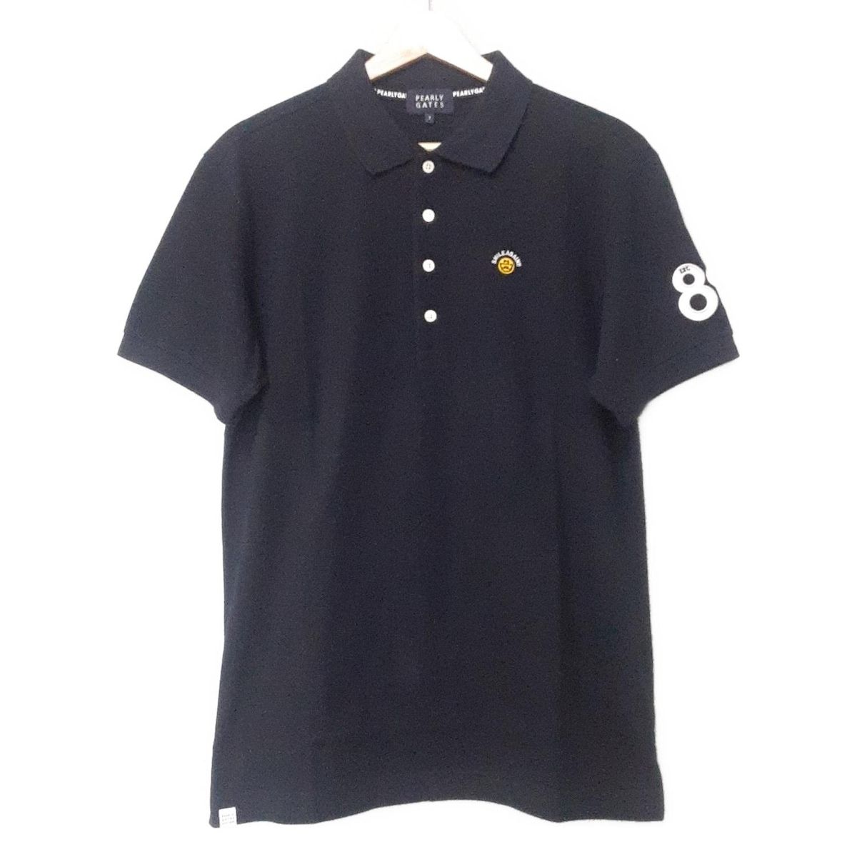 PEARLY GATES パーリーゲイツ 半袖ポロシャツ サイズ7 メンズ - ダークネイビー×白