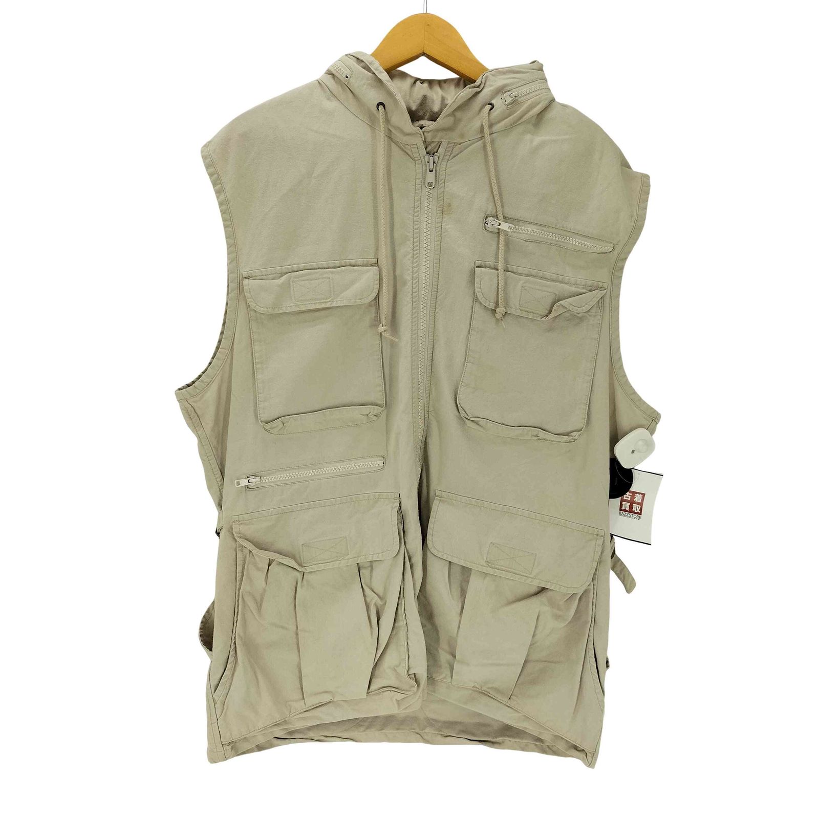 バナナリパブリック BANANA REPUBLIC 80-90S 初期タグ サファリ フィッシング ベスト フード パッカブル 収納可 メンズ import L
