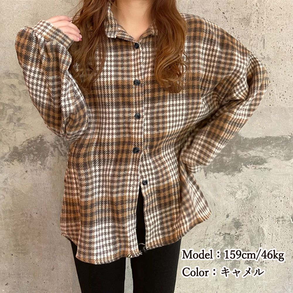チェック柄シャツ 裏ボアジャケット 秋冬 レディース 裏起毛