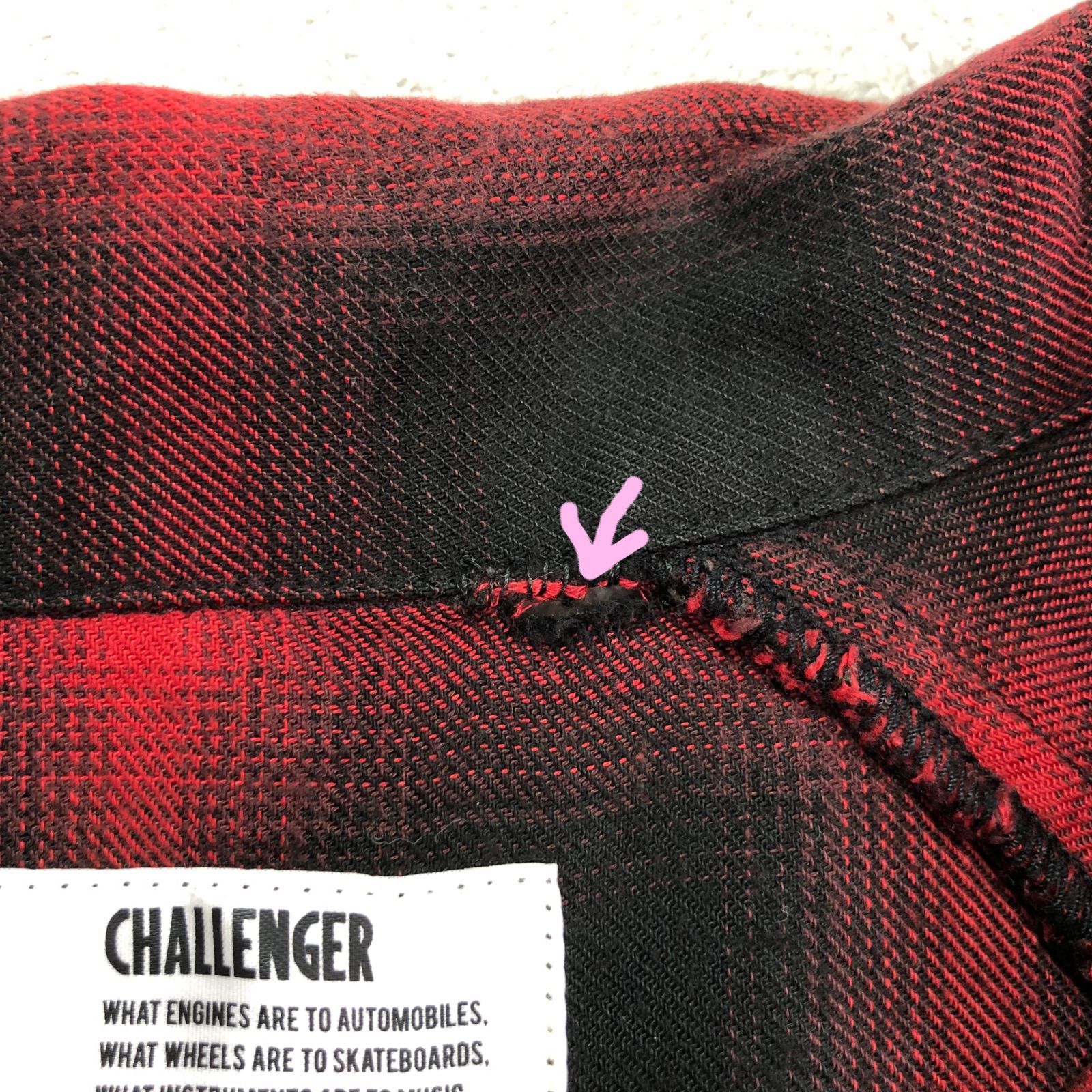CHALLENGER チャレンジャー　オンブレチェックシャツ　レッド系 CHALLENGER/チャレンジャー PLAID ZIP UP SHIRT/シャツブルゾン