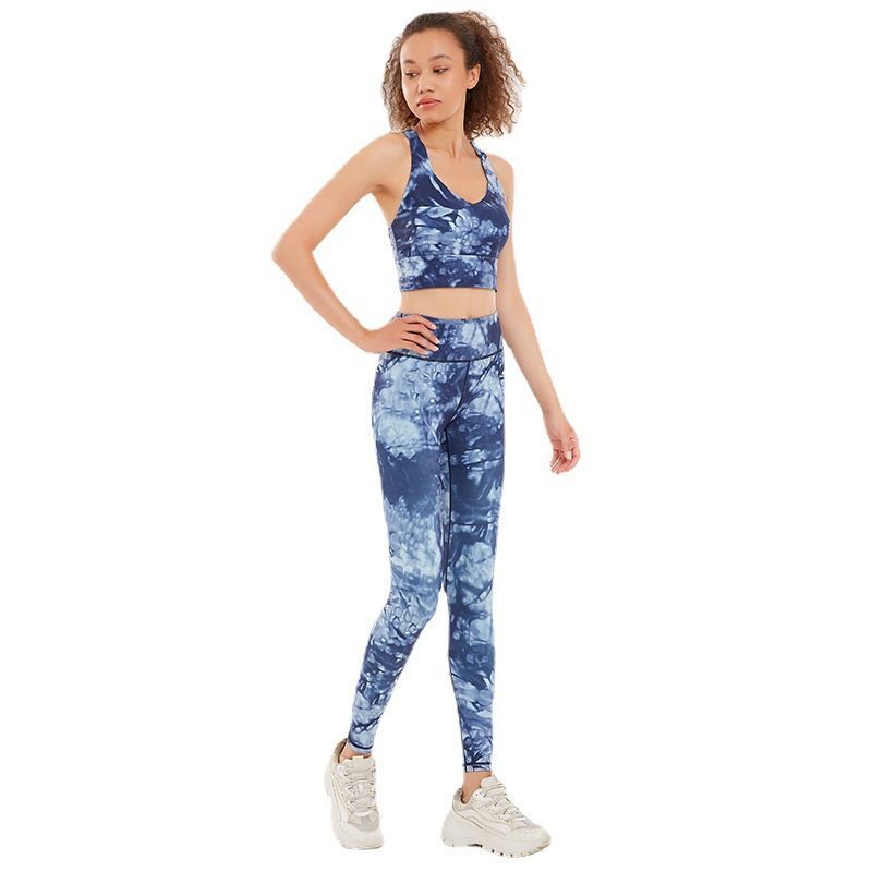 ネイビー 花柄 ヨガレギンス Mサイズ ネイビー 花柄 ヨガレギンス M