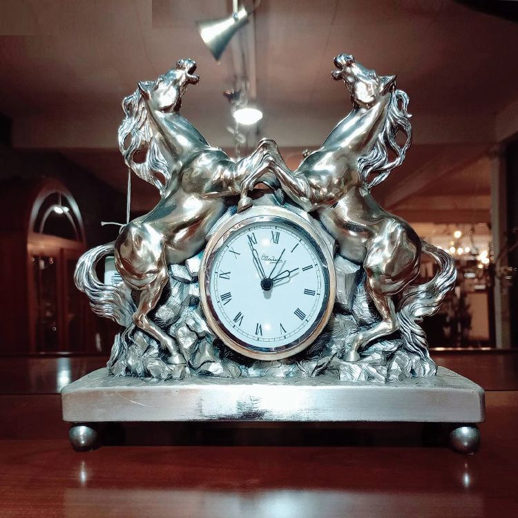 置き時計、高級、お洒落、シルバー、オブジェ、インテリア、イタリア製 置き時計、高級、お洒落、シルバー、オブジェ、インテリア