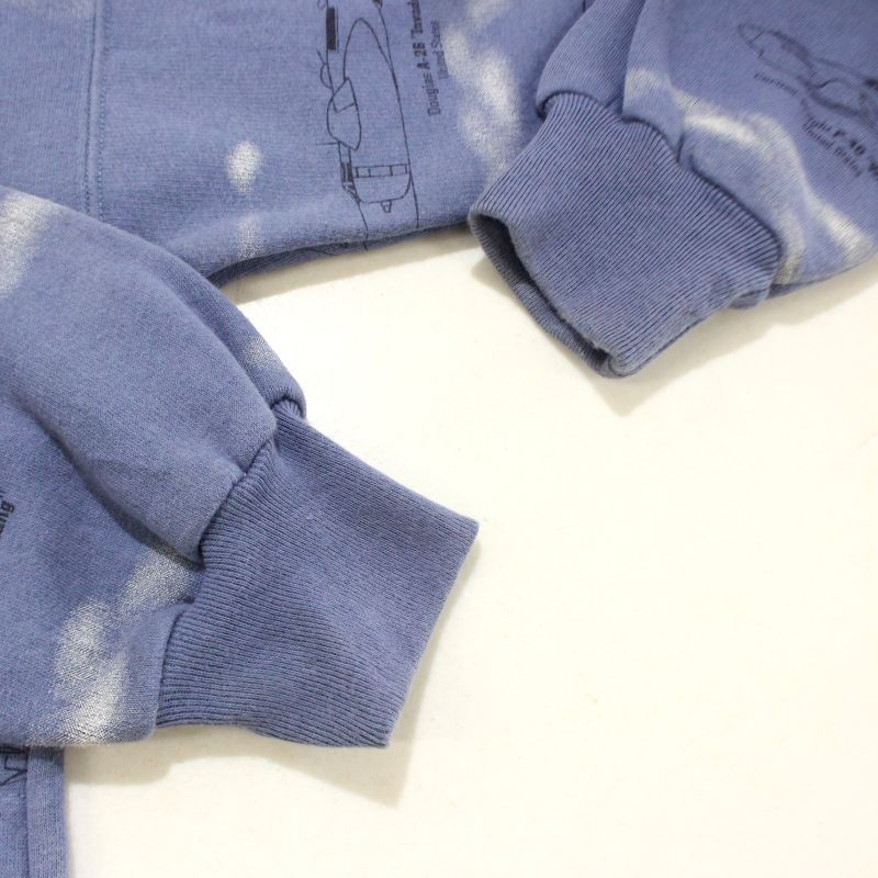 90s USA製 vintage 総柄 戦闘機 プリント ポケット付き スウェット