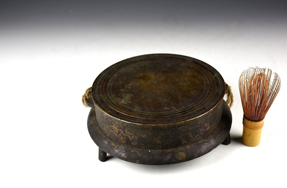 蔵C6683 古美術 銅製 鉦吾 鉦鼓 伏鉦 叩鉦 室町住出羽大禄宗味作 21.5ｃｍ