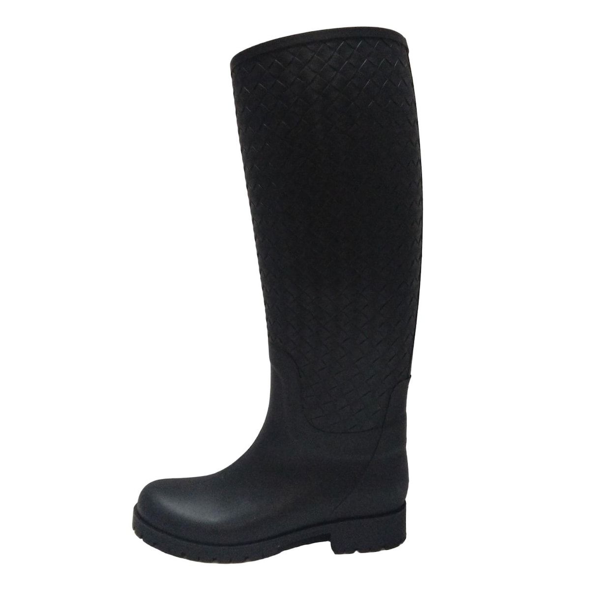 BOTTEGA VENETA(ボッテガヴェネタ) レインブーツ 37 レディース - 黒 イントレチャート/型押し加工