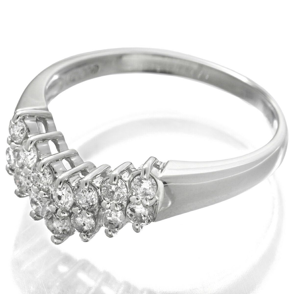 V字リング 指輪 ダイヤモンド 0.5ct Pt900 12号 中古 プレラブド 返品  