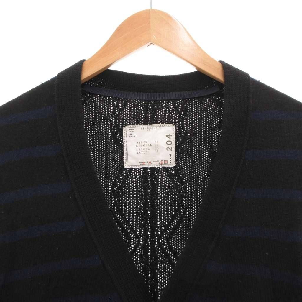 『sacai』 サカイ (2) ボーダーカーディガン / ネイビー サカイ sacai カーディガン バックケーブル編み ボーダー