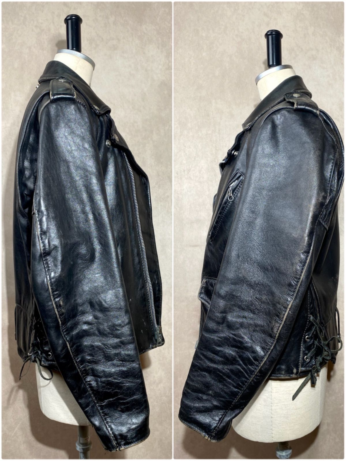 1980s Schott サイド レースアップ ダブル ライダース 36