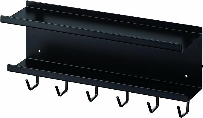 【在庫処分】山崎実業(Yamazaki) マグネット ケーブルu0026ルーター収納ラック ブラック 約W40XD11XH18cm スマート 浮かせて収納 デットスペースを有効活用 5464