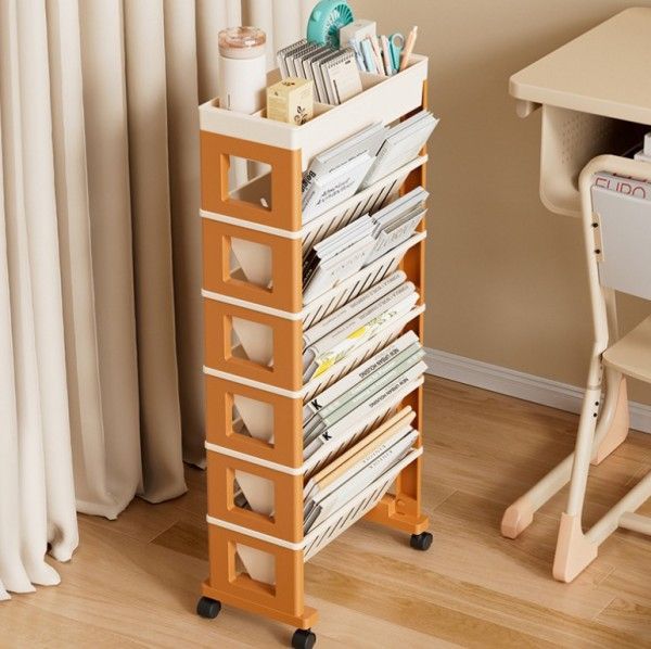 厳しい ブックラック ６段 本棚 書籍 雑誌 収納 移動式 キャスター付き ボックス コンパクト マルチラック 可動式 スッキリ スタディールーム リビング 子供部屋 ２色選択可 人気アイテムはお早めに