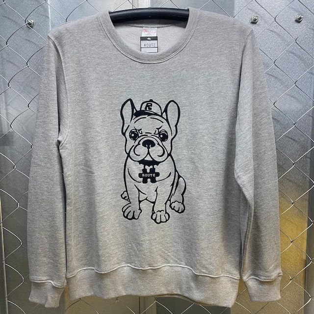 ROUTE DOG トレーナー Navy X White フレンチブルドッグ フレブル ユニセックス 【動画あり】フレンチブルドッグ フレブル 服 犬 服 普段着トレーナー ドッグウェア ブルドッグ スウェット 動きやすい 家着 寝巻 パジャマ  パピー服 パピー 子犬 仔犬 KM118TS | BESTWEAR