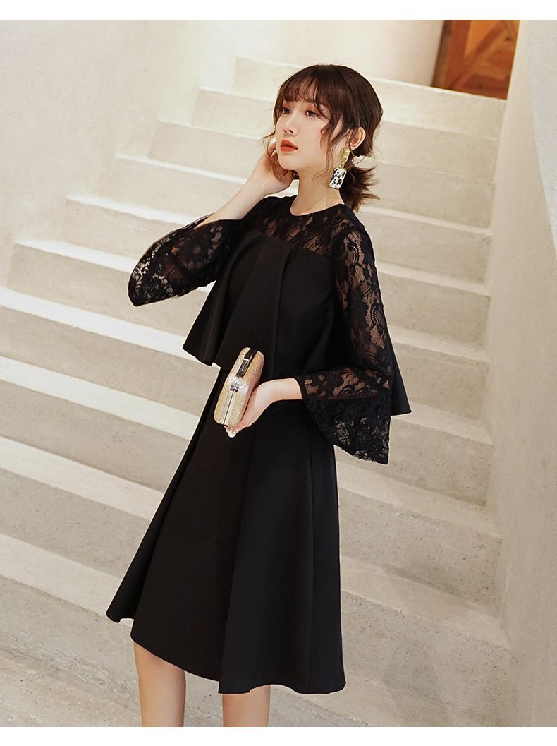 ワンピース 結婚式 パーティードレス お呼ばれ 二次会 花嫁 ドレス フ 袖 レース 魅力 同窓会 フォーマル 卒業式 通勤 スカートスーツ 袖カバー おしゃれ yuanmeng08