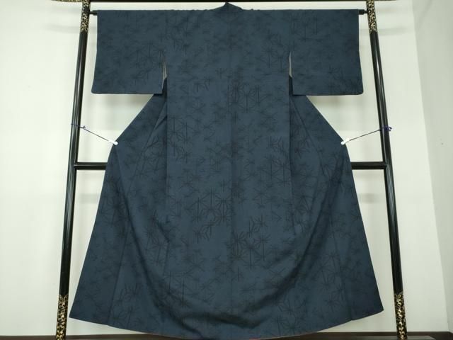 平和屋着物○本塩沢 110亀甲 変わり麻の葉文様 松屋扱い 正絹 逸品