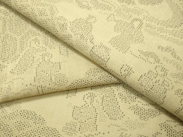 平和屋着物＊夏物　結城紬　夏結城　100亀甲　人物風景文　正絹　逸品　CAAT7308vp 平和屋着物＊夏物 結城紬 夏結城 100亀甲 人物風景文 正絹 逸品