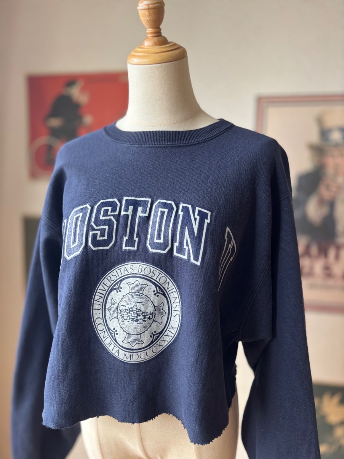 Champion Reverse Weave ボストン大学 リメイク クロップド スウェット XL トリコタグ