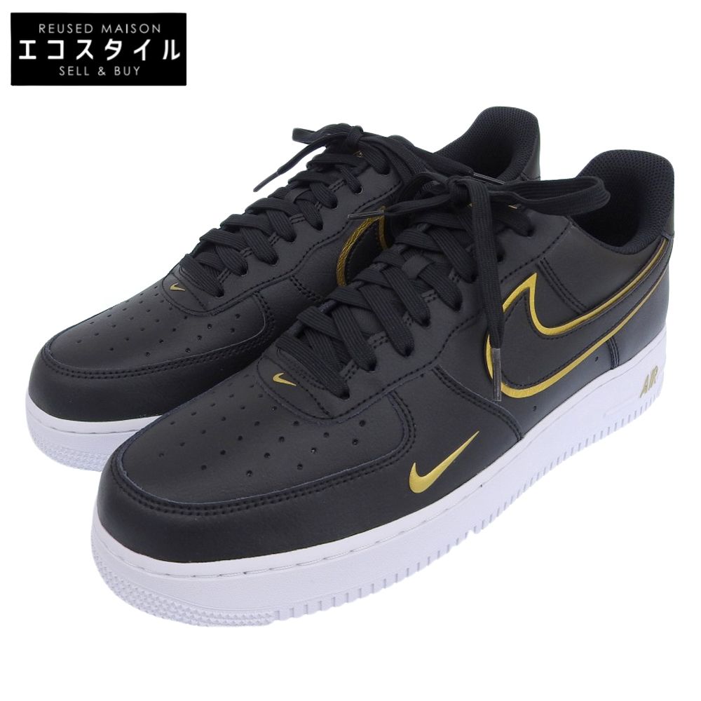 NIKE ナイキ Air Force 1 Low Double Swooshes レザー スニーカー シューズ メンズ ブラック×ゴールド 29.5cm DA8481-001 11 US