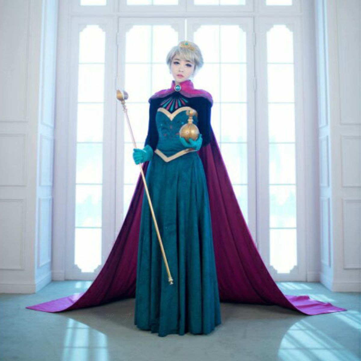 エルサ 戴冠式 大人 コスプレ エルサ ドレス 大人 衣装 戴冠式 雪の女王 風 本格 高級 マント