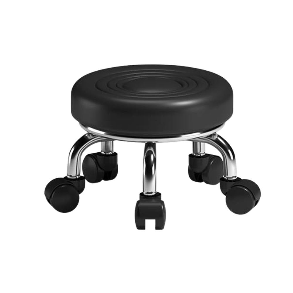 MORABLU ロースツール キャスター付き 丸椅子 360回転 高さ22cm 家庭用 自動車整備 両用 黒 