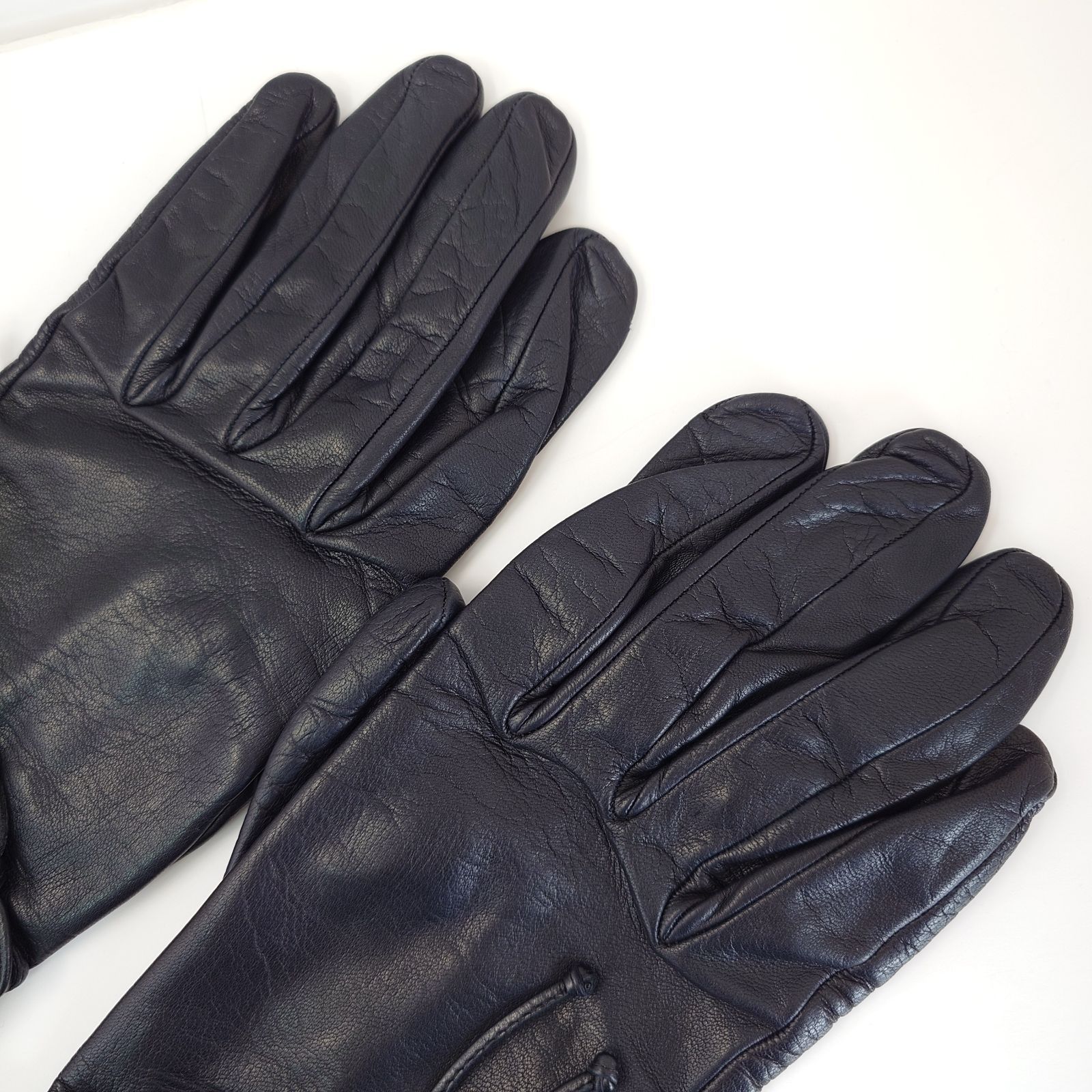 希少】HERMES エルメス レザーグローブ 手袋 ブラック Vintage ロゴ 