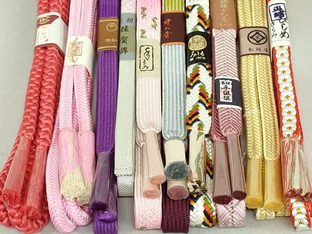 平和屋着物●和装小物　帯締め10本　全て佐賀錦　本場筑前博多織　帯留め付き　金銀糸　証紙付き　逸品　未使用　DAAI9709zzz 平和屋着物○和装小物 帯締め10本 全て佐賀錦 本場筑前博多織 帯留め
