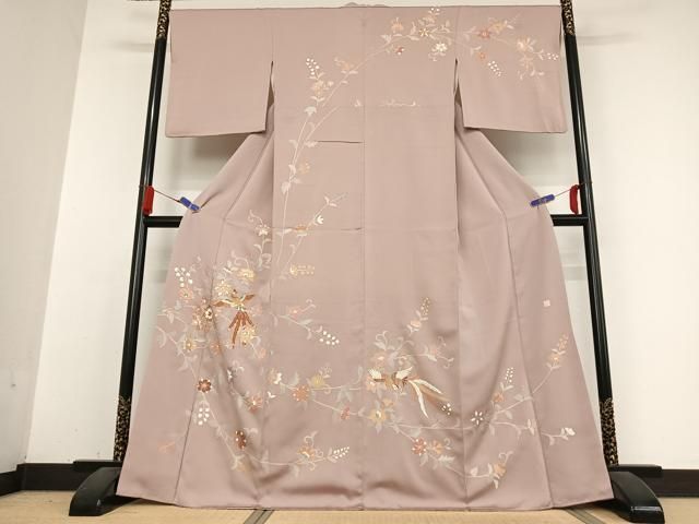 平和屋着物●訪問着　作家物　駒刺繍　鳳凰花文　金彩　三越扱い　正絹　逸品　AABB0311zg 平和屋着物○訪問着 作家物 駒刺繍 鳳凰花文 金彩 三越扱い 正絹 逸品